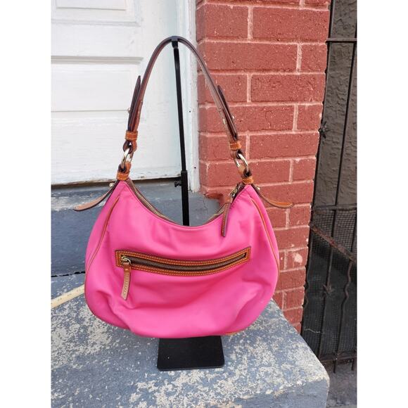 Dooney and Bourke Women's Hot Pink Nylon Leather Strap Shoulder Bag Read Descri - Picture 8 of 15